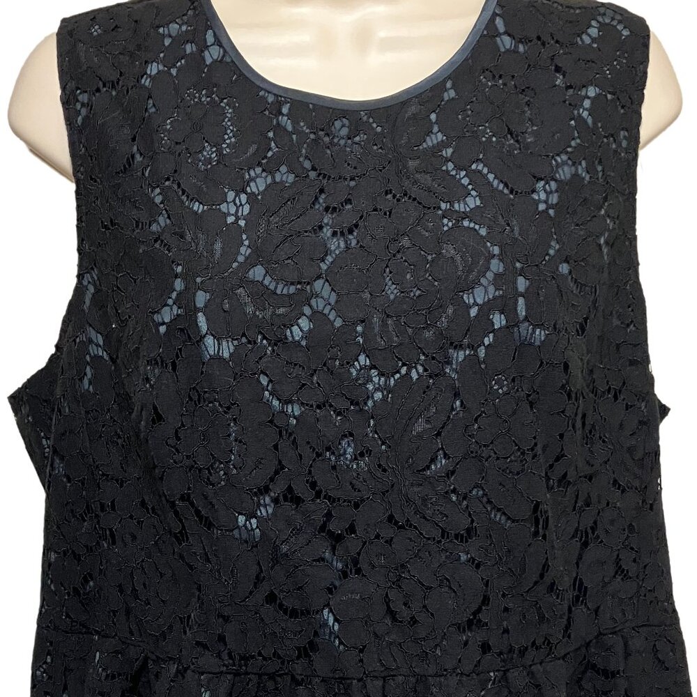EUC J. Crew Black Lace Overlay Fancy Tank Top Size: 14